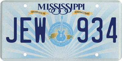 MS license plate JEW934
