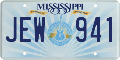 MS license plate JEW941