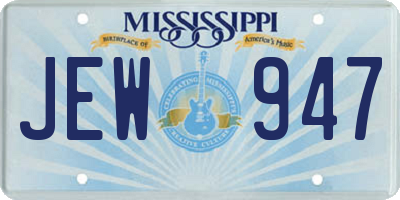 MS license plate JEW947