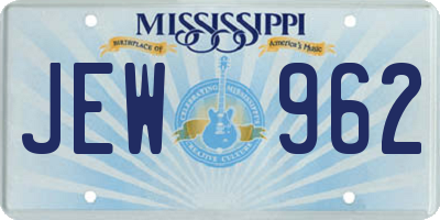 MS license plate JEW962