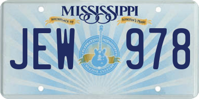 MS license plate JEW978