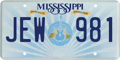 MS license plate JEW981