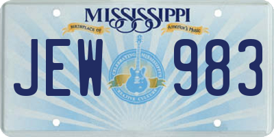 MS license plate JEW983