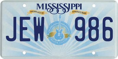 MS license plate JEW986
