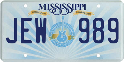 MS license plate JEW989