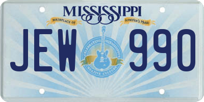 MS license plate JEW990