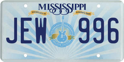 MS license plate JEW996