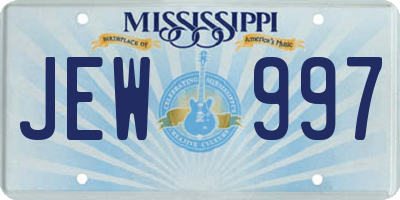 MS license plate JEW997