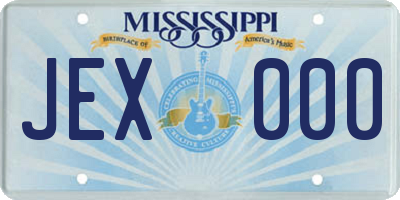 MS license plate JEX000