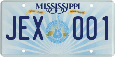 MS license plate JEX001