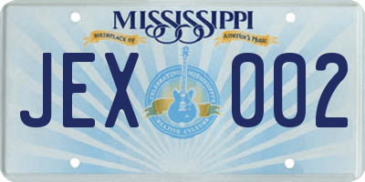 MS license plate JEX002
