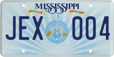 MS license plate JEX004