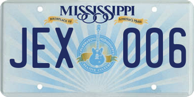 MS license plate JEX006
