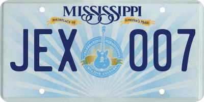 MS license plate JEX007