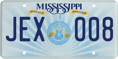 MS license plate JEX008