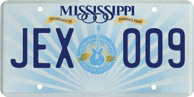 MS license plate JEX009