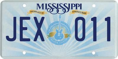 MS license plate JEX011
