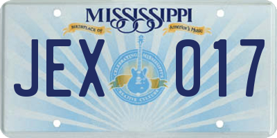 MS license plate JEX017