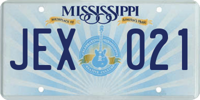 MS license plate JEX021