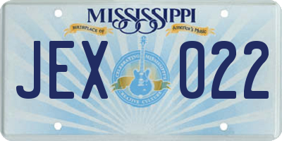 MS license plate JEX022