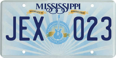 MS license plate JEX023