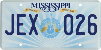 MS license plate JEX026