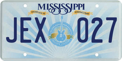 MS license plate JEX027