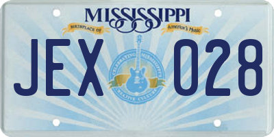 MS license plate JEX028