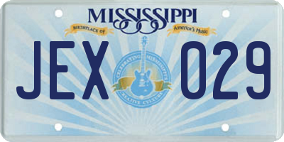 MS license plate JEX029