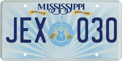 MS license plate JEX030