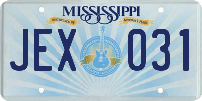 MS license plate JEX031