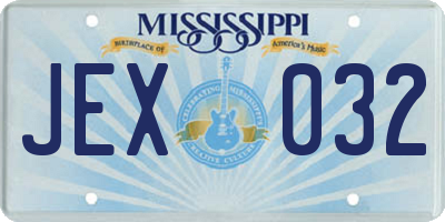 MS license plate JEX032