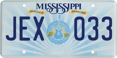 MS license plate JEX033