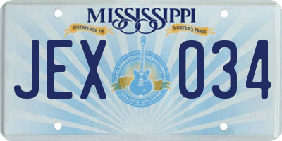 MS license plate JEX034
