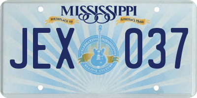 MS license plate JEX037