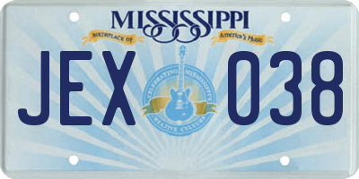 MS license plate JEX038