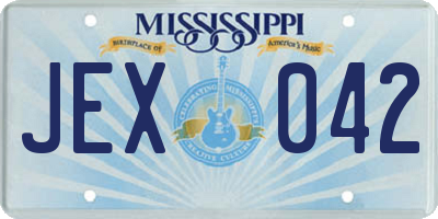 MS license plate JEX042