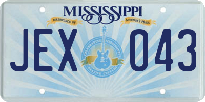 MS license plate JEX043