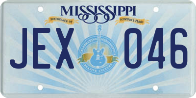 MS license plate JEX046