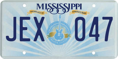 MS license plate JEX047