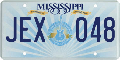 MS license plate JEX048