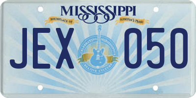 MS license plate JEX050