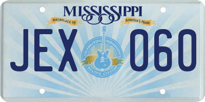 MS license plate JEX060
