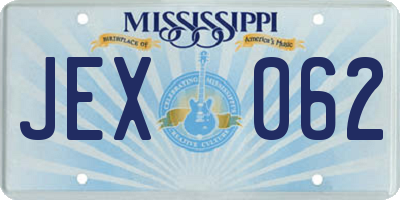 MS license plate JEX062