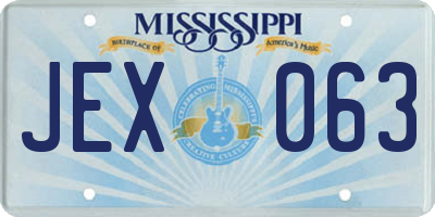 MS license plate JEX063