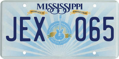 MS license plate JEX065