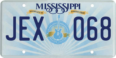 MS license plate JEX068