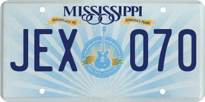 MS license plate JEX070