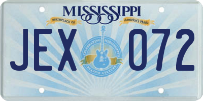 MS license plate JEX072