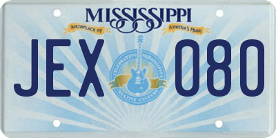MS license plate JEX080